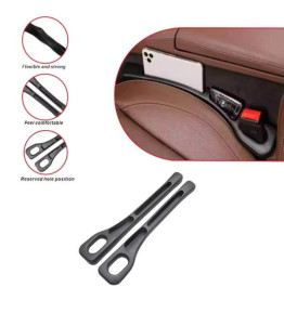 2pcs Black Car Seat Gap Filler Organizer – Waterproof Storage with Dual Grooves, Fits Most Vehicles