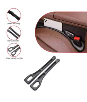 2pcs Black Car Seat Gap Filler Organizer – Waterproof Storage with Dual Grooves, Fits Most Vehicles