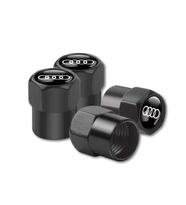 4 Pcs Tire Valve Caps for Audi Logo Rings Stem Dust Cap Car Accessories Black