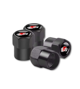 4 Pcs Tire Valve Caps for Audi S Series Logo Rings Stem Dust Cap Car Accessories Black