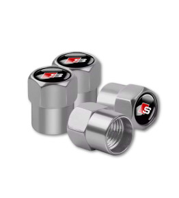 4 Pcs Tire Valve Caps for Audi S Series Logo Rings Stem Dust Cap Car Accessories Silver