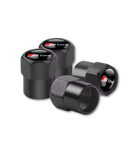4 Pcs Tire Valve Caps for Audi S-Line Logo Rings Stem Dust Cap Car Accessories Black