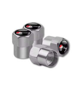 4 Pcs Tire Valve Caps for Audi S-Line Logo Rings Stem Dust Cap Car Accessories Silver