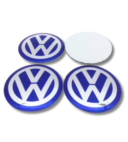 65mm VW METALL Aufkleber VOLKSWAGEN Felgen BLAU LOGO Radkappen Embleme