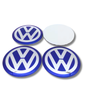 75mm VW METALL Aufkleber VOLKSWAGEN Felgen BLAU LOGO Radkappen Embleme