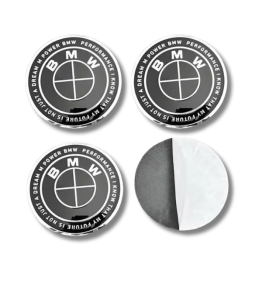 65mm BMW METAL autocollants roue NOIR TONNERRE LOGO enjoliveurs emblèmes