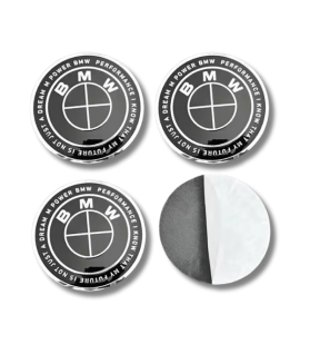 65mm BMW METAL autocollants roue NOIR TONNERRE LOGO enjoliveurs emblèmes