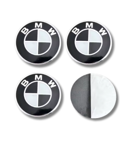 4 articles x 60mm BMW METAL autocollants centre de roue NOIR/BLANC logo enjoliveurs emblèmes